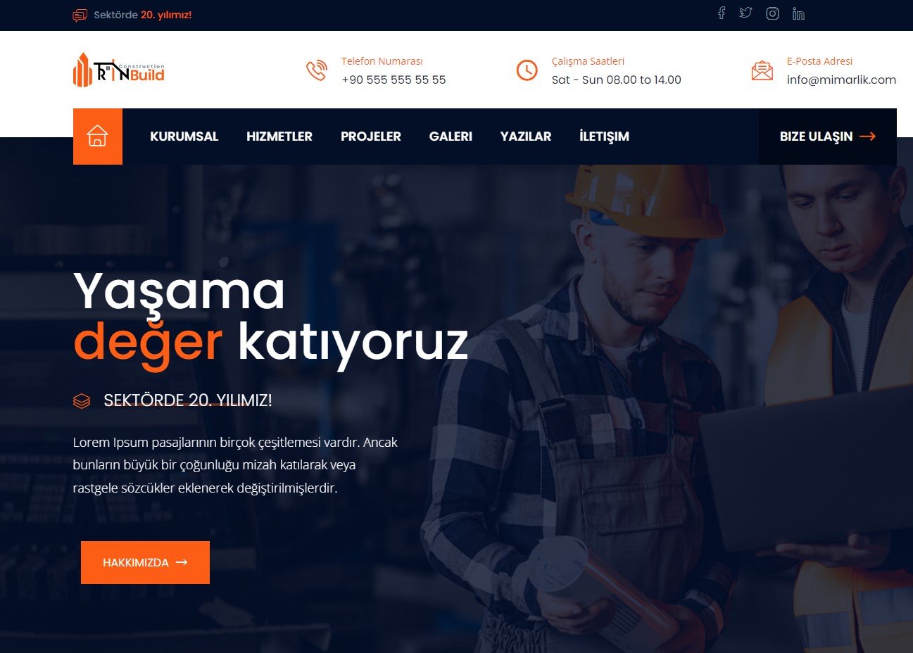 İnşaat & Mimarlik Web Sitesi Kur